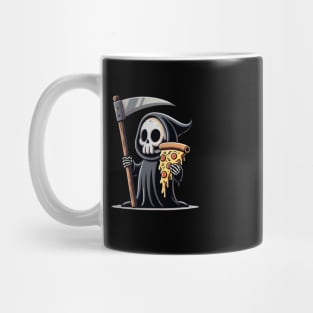 Grim Reaper with Pizza, Funny Pizza lover Mug